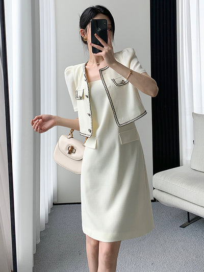 french cardigan tight dress setup