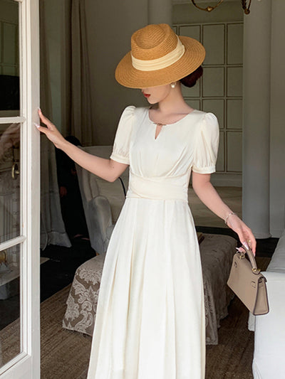 off white back ribbon long dress