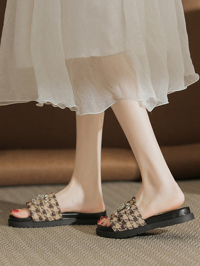 houndstooth bijou flat sandals