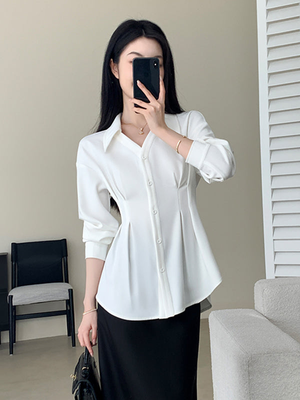 white chic shirt  long sleeve tops