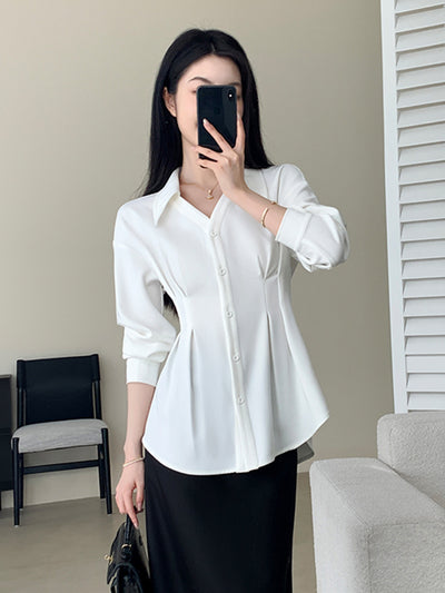 white chic shirt  long sleeve tops