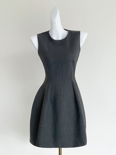 sleeveless gray flare mini one piece