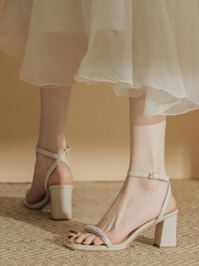 pearl bijou chunky heel sandals