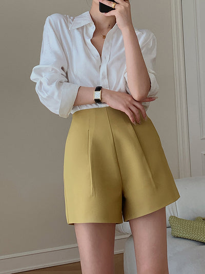 【即納】high waist tuck short pants