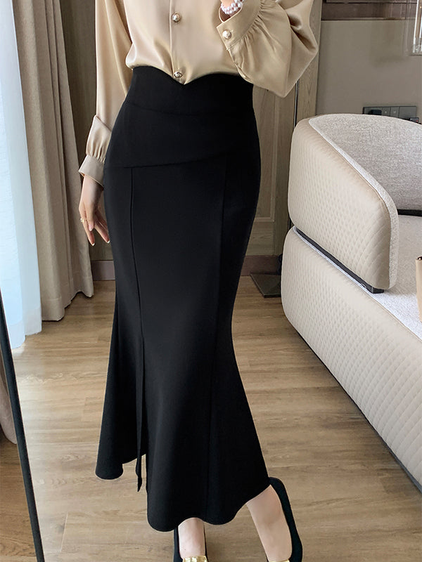 high waist side slit mermaid skirt