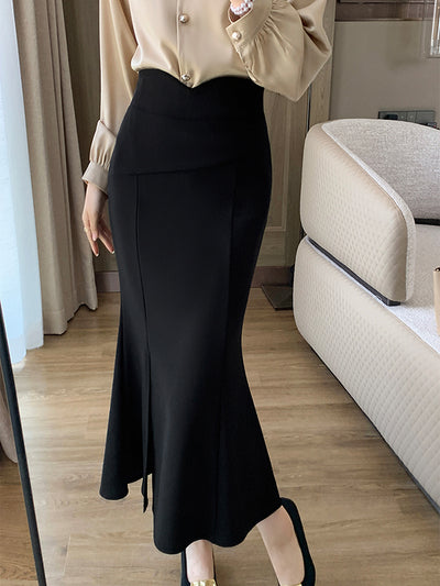 high waist side slit mermaid skirt