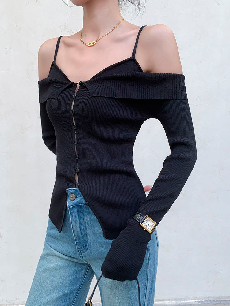 off shoulder camisole style slim fit tops