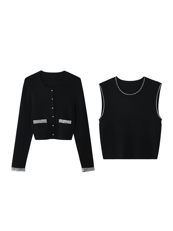 pearl cardigan tank top 2piece set