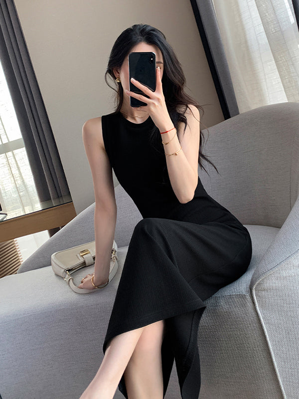sleeveless slim style long dress