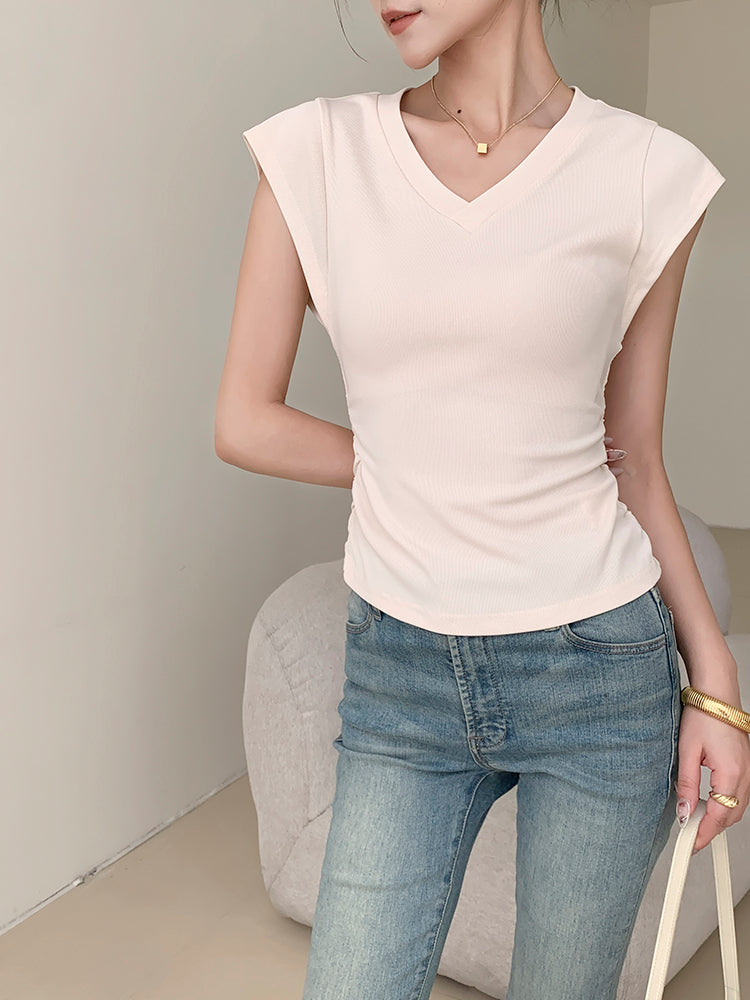 v neck smooth fit tops