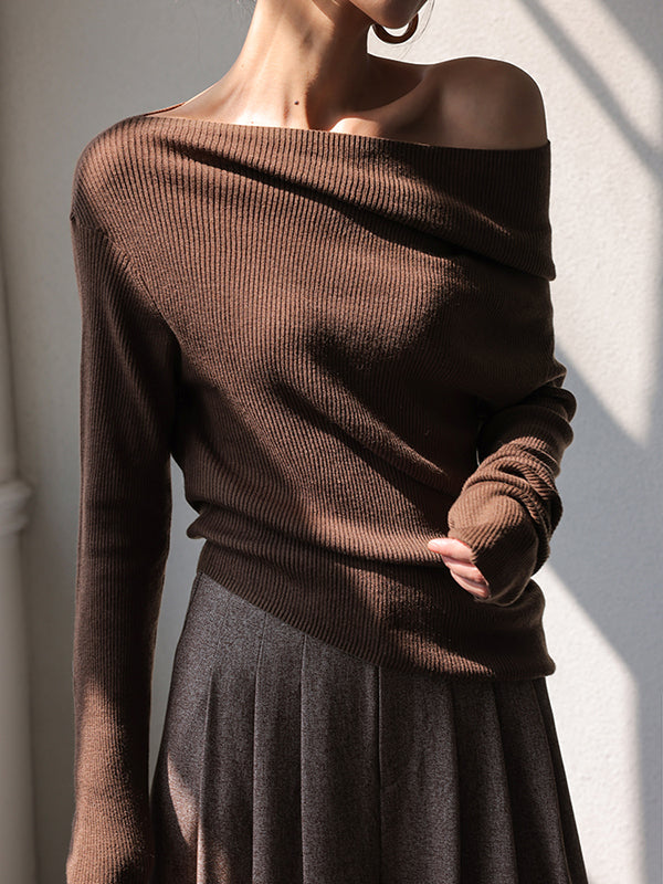 one shoulder asymmetric long sleeve top