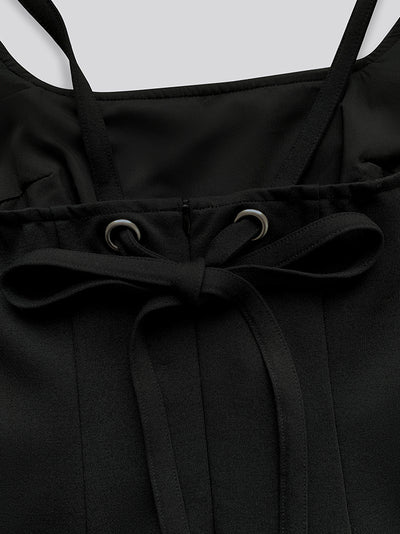 camisole flare back ribbon mini dress