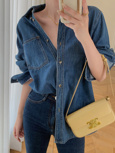 retro blue denim shirt