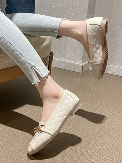 square toe quilting chain folding pumps