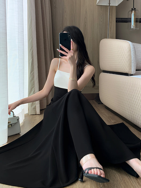 bicolor camisole flare dress