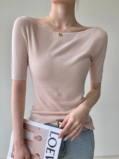 slim fit simple tops