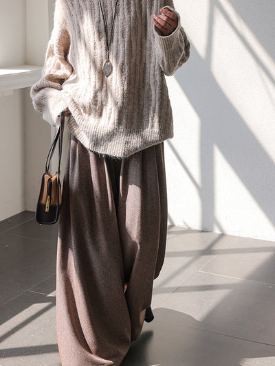 high end wide leg tuck pants