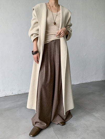 high end wide leg tuck pants