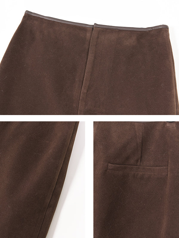 high waist slim a line brown skirt