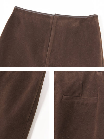 high waist slim a line brown skirt