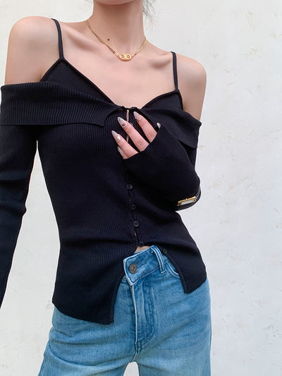 off shoulder camisole style slim fit tops