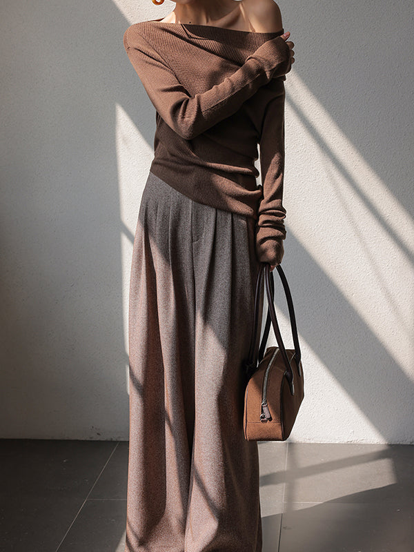 high end wide leg tuck pants