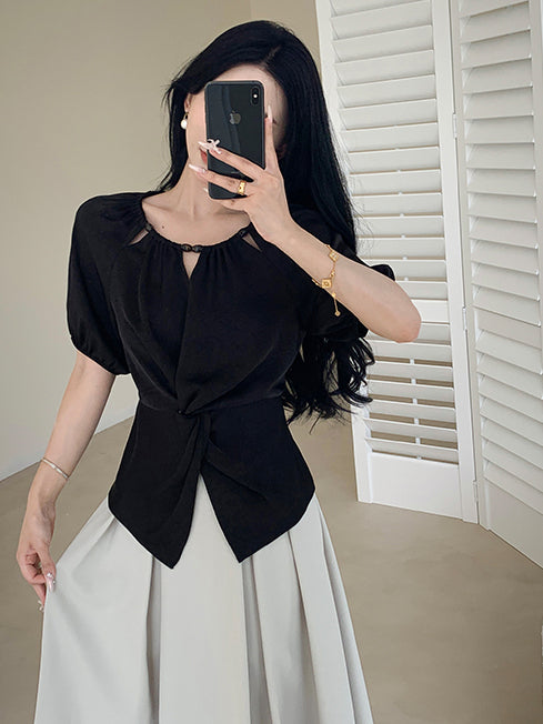 puff sleeve niche design tops