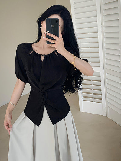 puff sleeve niche design tops