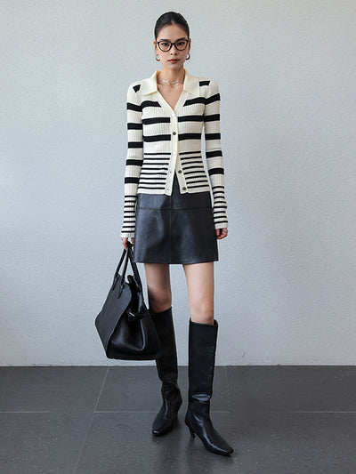 stripe long sleeve v neck sweater