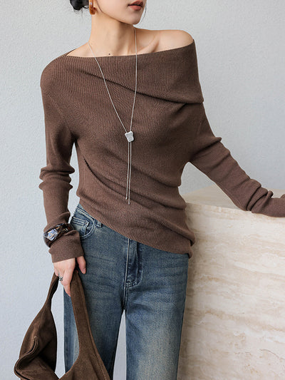 one shoulder asymmetric long sleeve top