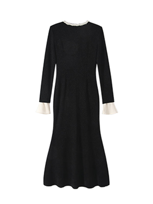 high end bicolor ruffle dress