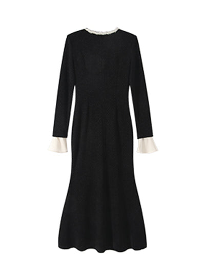 high end bicolor ruffle dress