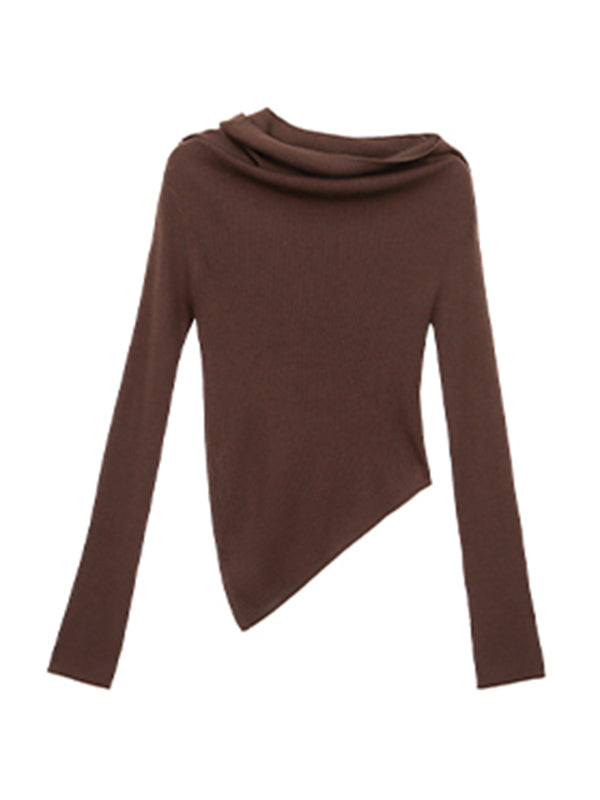 one shoulder asymmetric long sleeve top