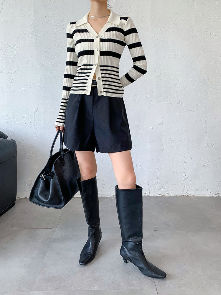 stripe long sleeve v neck sweater