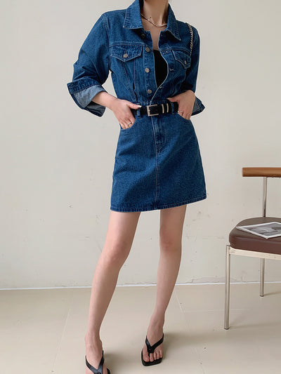 denim tight mini one piece