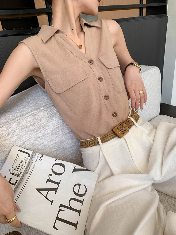 sleeveless vest shirt tops