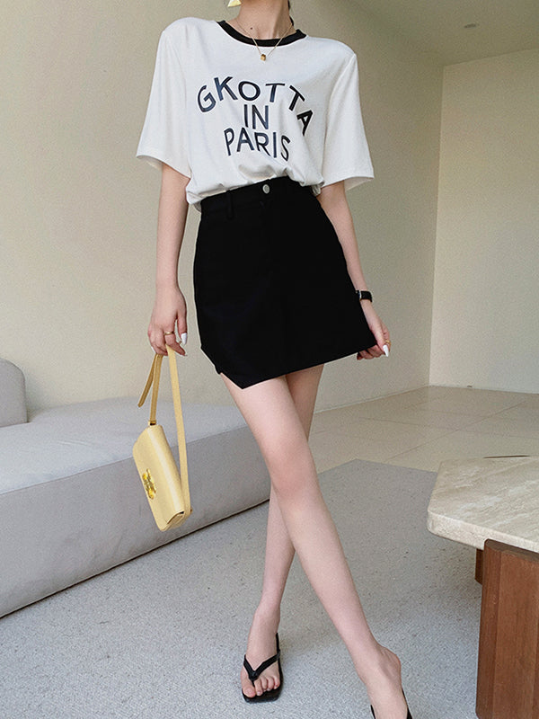 denim culottes mini skirt