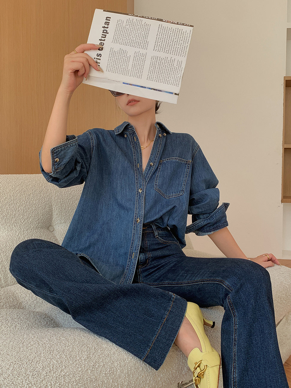 retro blue denim shirt