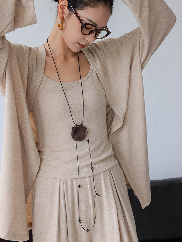 cardigan top camisole wide leg pants 3 piece set