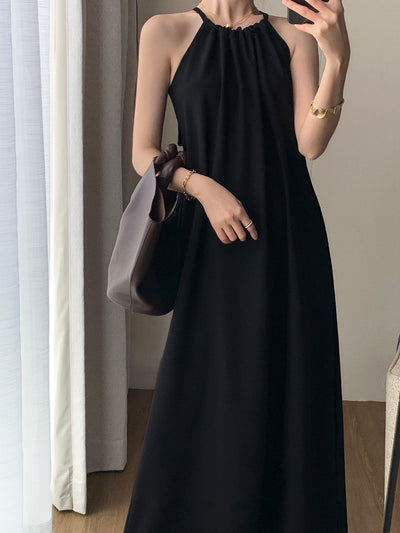 2way halter neck camisole black dress