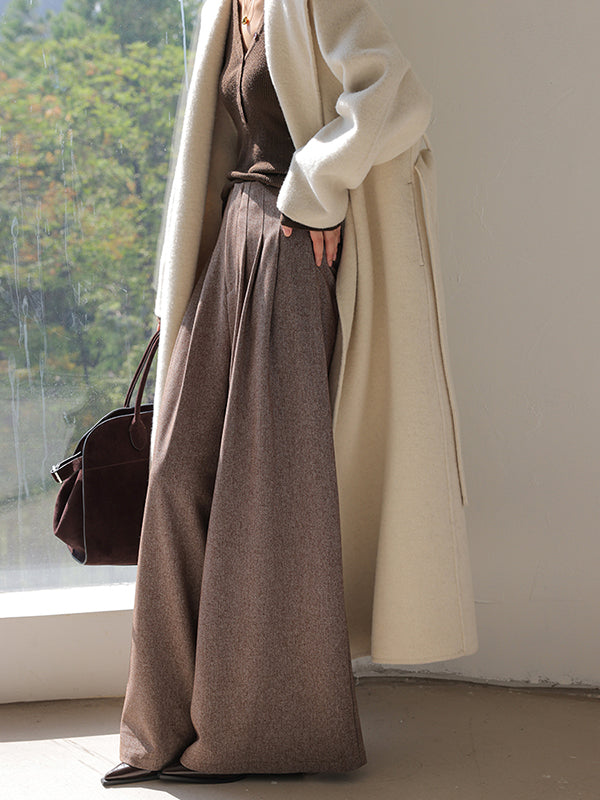 high end wide leg tuck pants