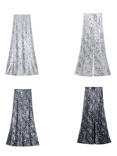 high end sequin long tight skirt