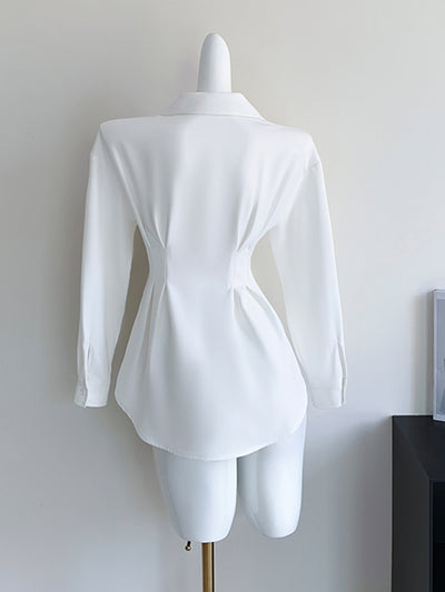 white chic shirt  long sleeve tops