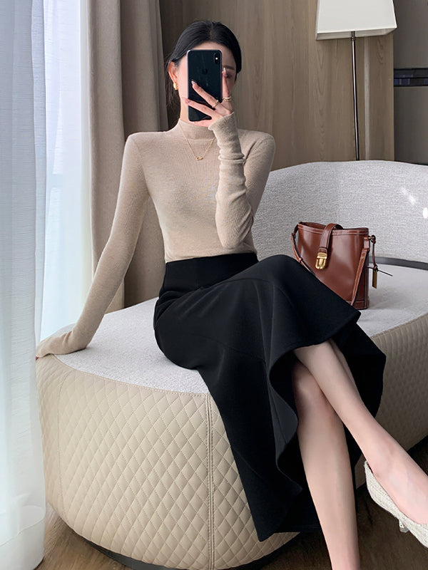 mermaid black long skirt