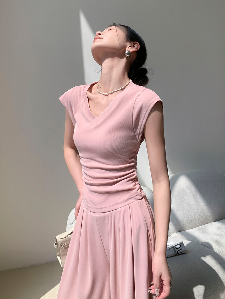v neck smooth fit tops