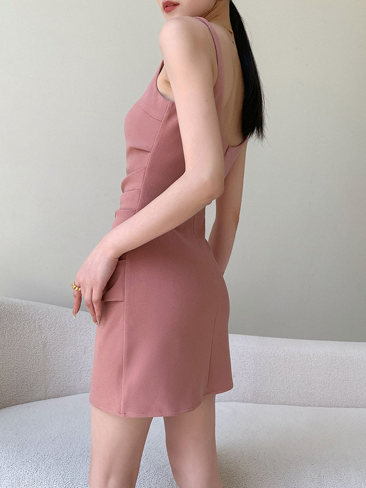 waist slim tight mini dress
