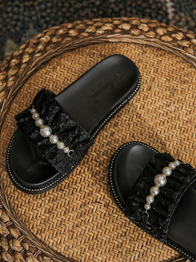 pearl  gather flat sandals