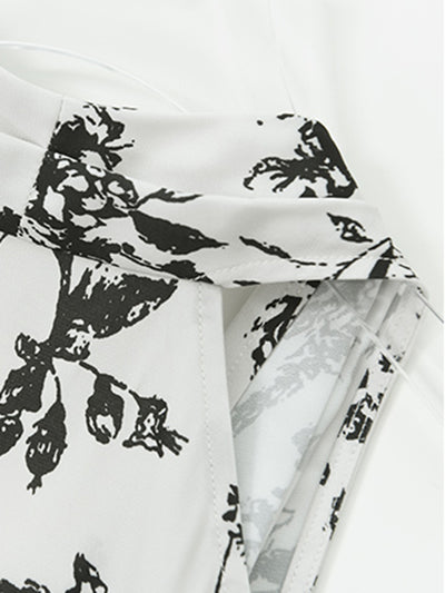 sleeveless v neck flower print tops