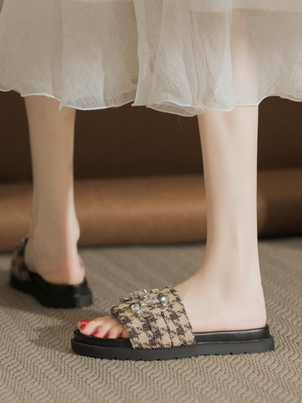houndstooth bijou flat sandals
