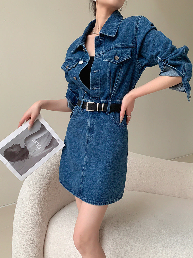 denim tight mini one piece